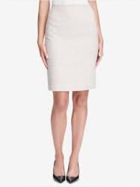 Calvin Klein Women’s White /Gold Colored Jacket Pencil Skirt Suit Set Size 2p